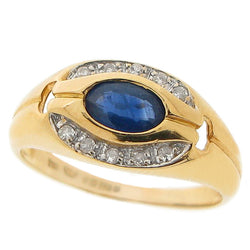 Sapphire and diamond cluster ring in 18ct gold