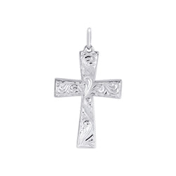 Engraved detail cross pendant in silver