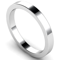 Flat profile wedding ring in white gold, 2.5mm width