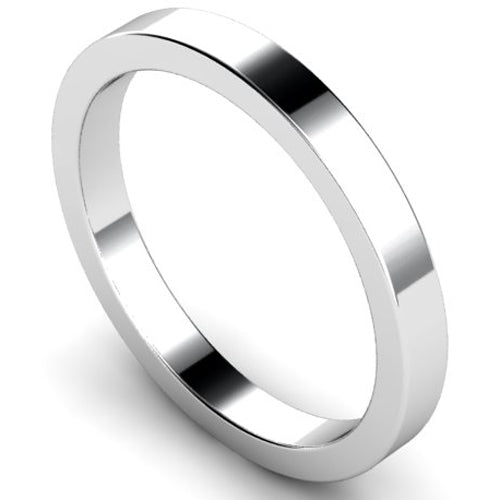 Flat profile wedding ring in palladium, 2.5mm width