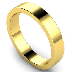 Flat profile wedding ring in yellow gold, 4mm width