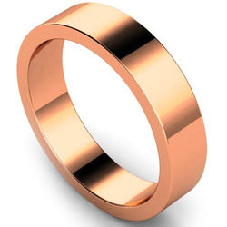 Flat profile wedding ring in rose gold, 5mm width