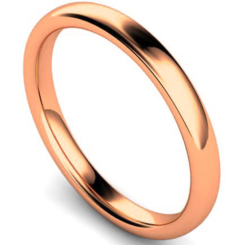 Slight court profile wedding ring in rose gold, 2.5mm width