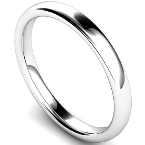Slight court profile wedding ring in white gold, 2.5mm width
