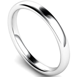 Slight court profile wedding ring in platinum, 2.5mm width