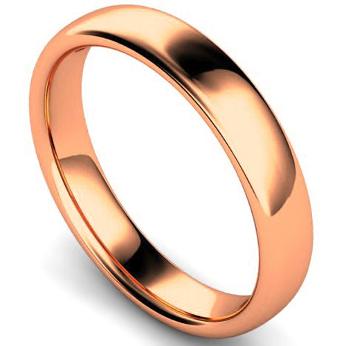 Slight court profile wedding ring in rose gold, 4mm width