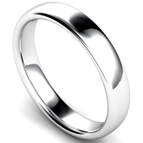 Slight court profile wedding ring in palladium, 4mm width