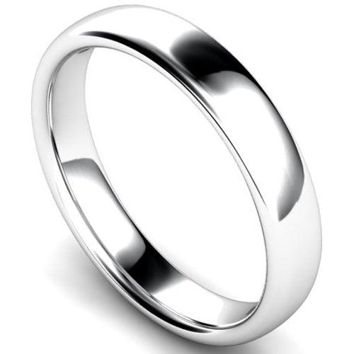 Slight court profile wedding ring in platinum, 4mm width