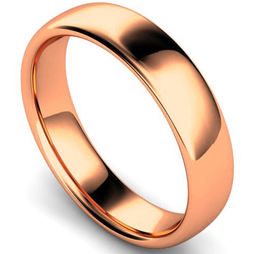 Slight court profile wedding ring in rose gold, 5mm width