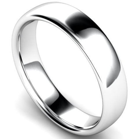 Slight court profile wedding ring in platinum, 5mm width