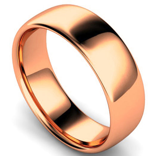 Slight court profile wedding ring in rose gold, 7mm width