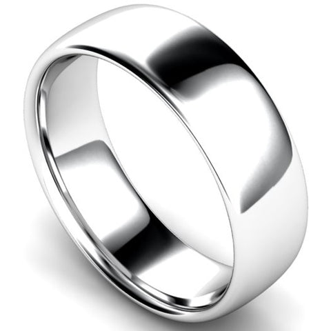 Slight court profile wedding ring in palladium, 7mm width
