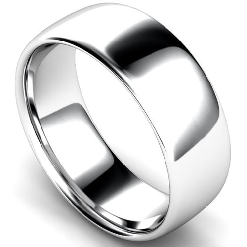 Slight court profile wedding ring in palladium, 8mm width
