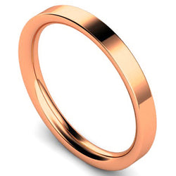 Flat court profile wedding ring in rose gold, 2.5mm width