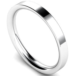 Flat court profile wedding ring in palladium, 2.5mm width