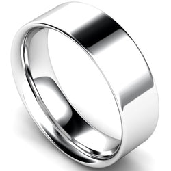 Flat court profile wedding ring in palladium, 6mm width