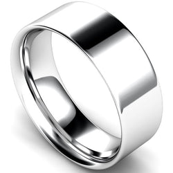 Flat court profile wedding ring in palladium, 8mm width