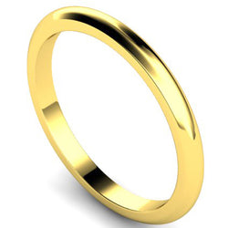 D-shape profile wedding ring in yellow gold, 2mm width