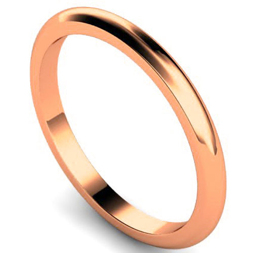 D-shape profile wedding ring in rose gold, 2mm width