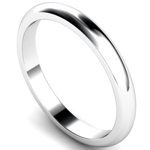 D-shape profile wedding ring in palladium, 2.5mm width