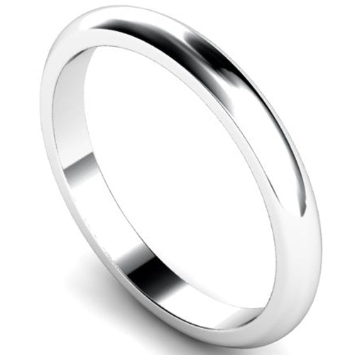 D-shape profile wedding ring in platinum | 2.5mm width