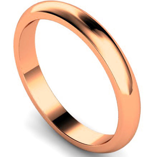 D-shape profile wedding ring in rose gold, 3mm width