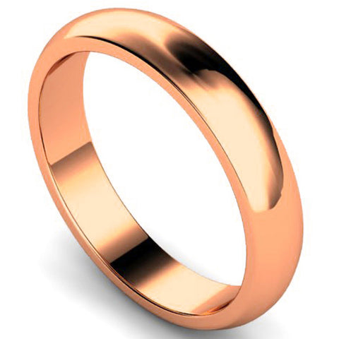D-shape profile wedding ring in rose gold, 4mm width