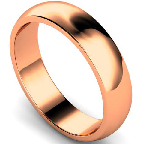 D-shape profile wedding ring in rose gold, 5mm width