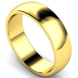 D-shape profile wedding ring in yellow gold, 6mm width