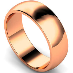 D-shape profile wedding ring in rose gold, 7mm width