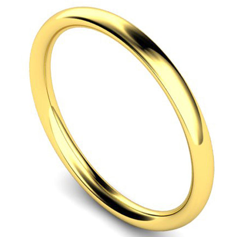Traditional court profile wedding ring in yellow gold, 2mm width