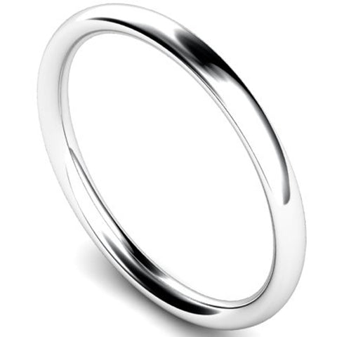 Traditional court profile wedding ring in palladium, 2mm width