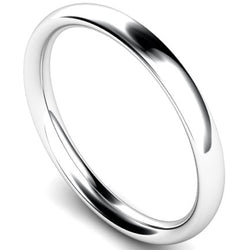 Traditional court profile wedding ring in white gold, 2.5mm width