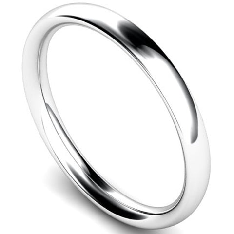 Traditional court profile wedding ring in platinum, 2.5mm width