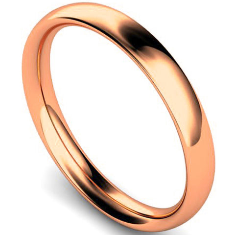 Traditional court profile wedding ring in rose gold, 3mm width