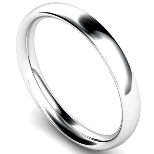 Traditional court profile wedding ring in palladium, 3mm width