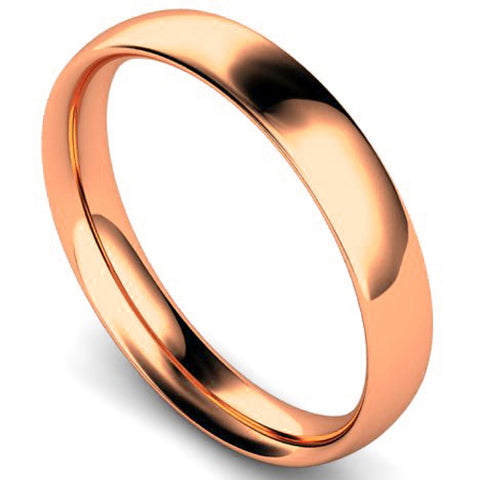 Traditional court profile wedding ring in rose gold, 4mm width