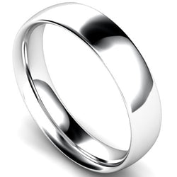 Traditional court profile wedding ring in white gold, 5mm width
