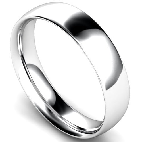 Traditional court profile wedding ring in platinum, 5mm width
