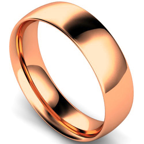 Traditional court profile wedding ring in rose gold, 6mm width