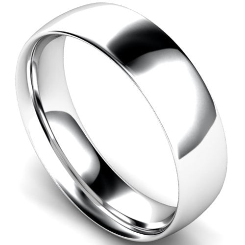 Traditional court profile wedding ring in palladium, 6mm width