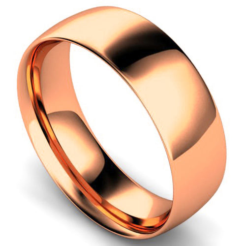 Traditional court profile wedding ring in rose gold, 7mm width
