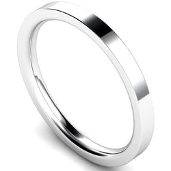 Edged flat court profile wedding ring in palladium, 2mm width