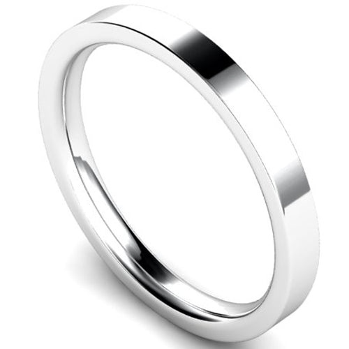Edged flat court profile wedding ring in palladium, 2.5mm width