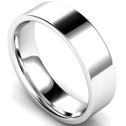 Edged flat court profile wedding ring in palladium, 6mm width