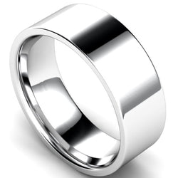 Edged flat court profile wedding ring in palladium, 8mm width