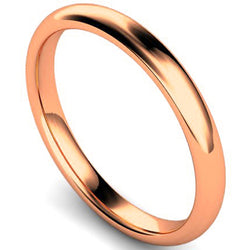 Edged traditional court profile wedding ring in rose gold, 2.5mm width