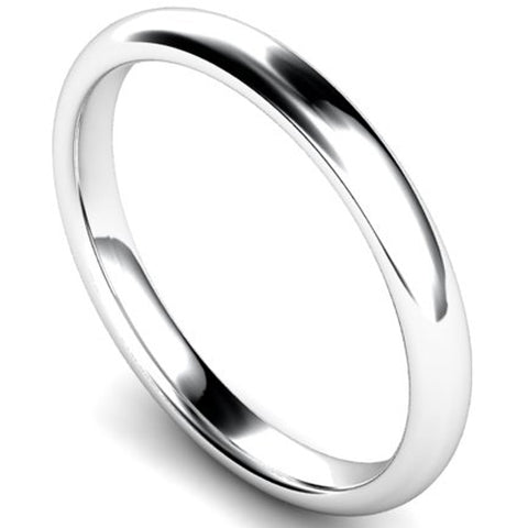 Edged traditional court profile wedding ring in platinum, 2.5mm width