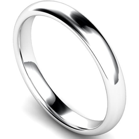Edged traditional court profile wedding ring in palladium, 3mm width