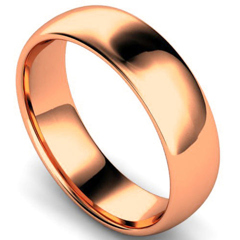 Edged traditional court profile wedding ring in rose gold, 6mm width